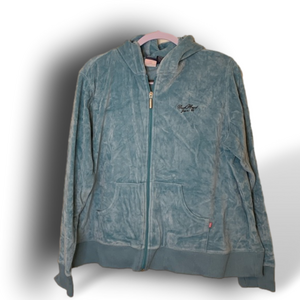 Vintage Duck Head velour zip up hoodie jacket light blue size juniors 3XL